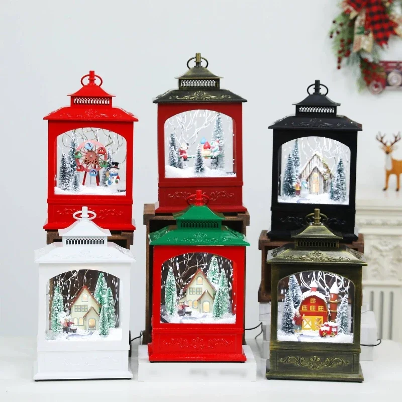 Christmas Snow Wind Lantern with LED Light, Music Fairy Night Lamp, Ornament