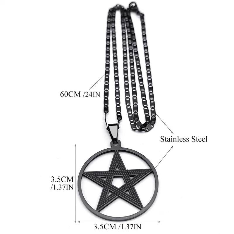 Goth Star Pentagram Pendant Necklace Women Men Black Color Wicca Statement Pentacle Necklaces Jewelry colares femininos N6313