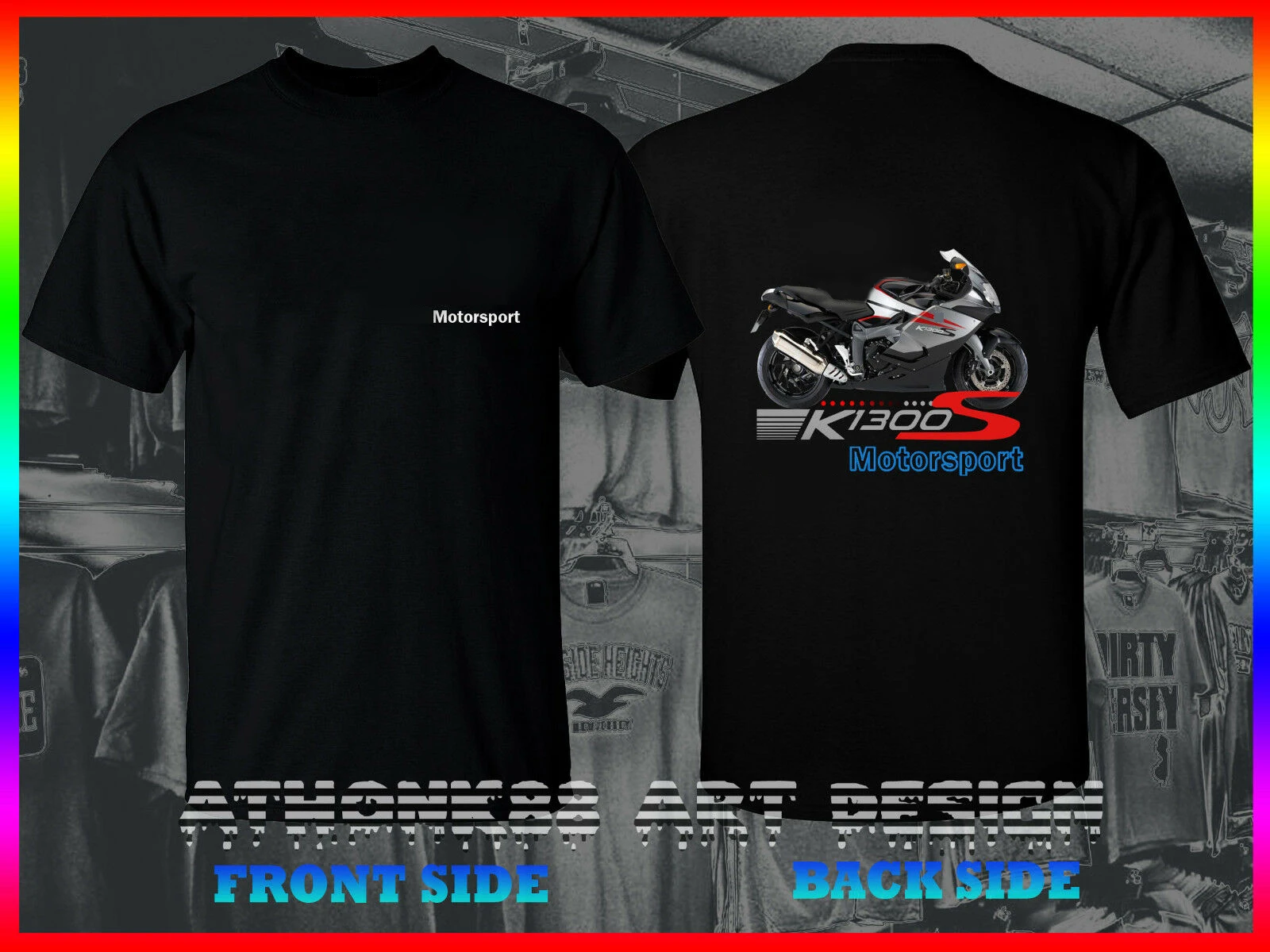 K1300s T-SHIRT MOTORSPORT K1300s German Motorcycle Motorrad TEE SHIRT double side