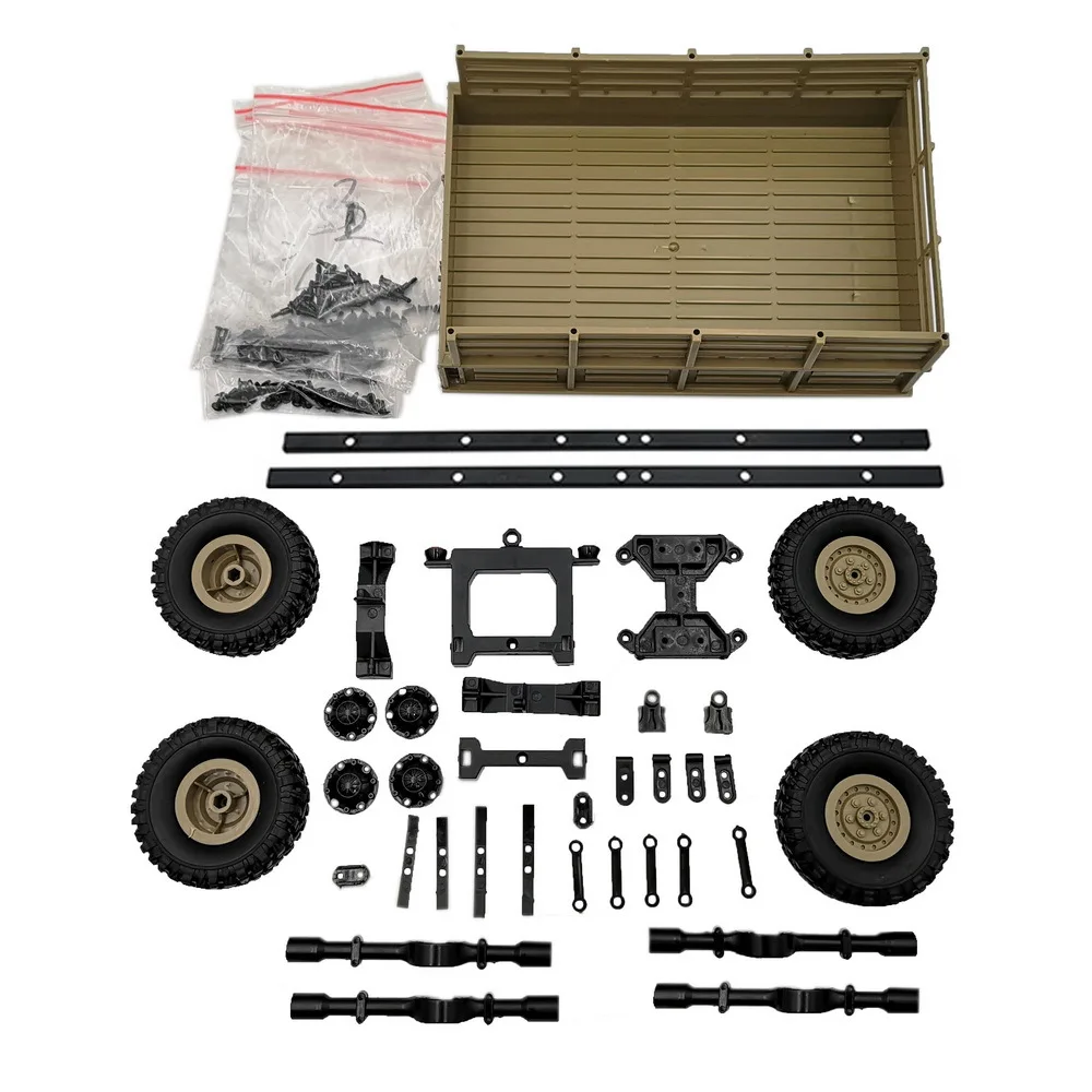 EBOYU WPL RC Truck DIY 4-Wheel Trailer Replacement for WPL B14 B16 B24 B36 C24 C14 2.4G RC Crawler Military Truck