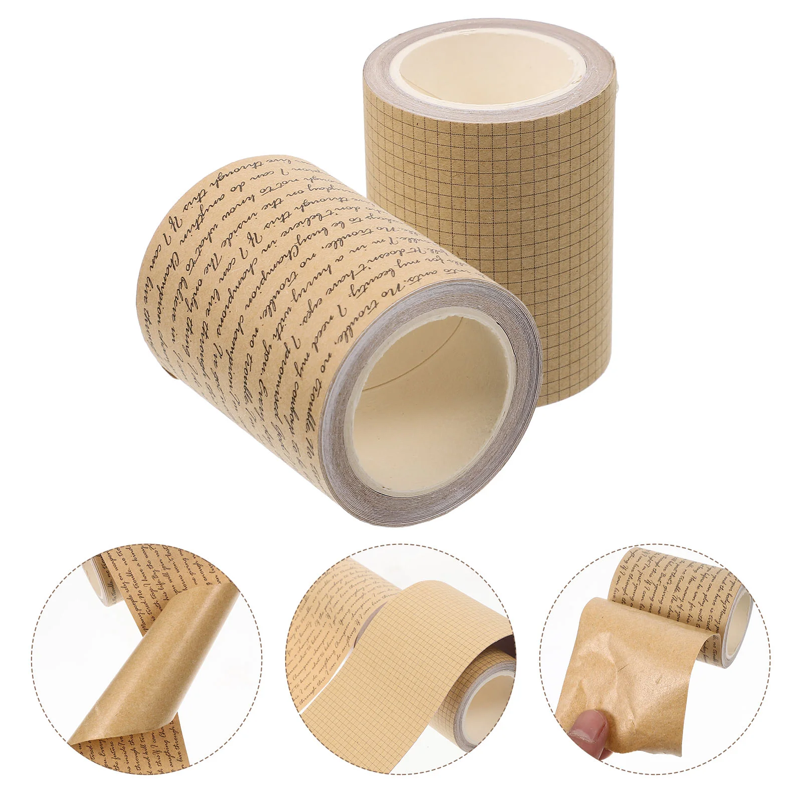 

2 Rolls Decorative Tape Handbook Decors Brown Paper Supplies Gift Decoration DIY Scrapbook Tapes Kraft