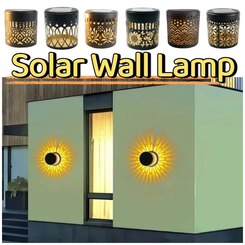 Hollow Solar Wall Lamp Waterproof Creative Solar Projection Lamp Flower Design Energy Saving Outdoor Garden Light