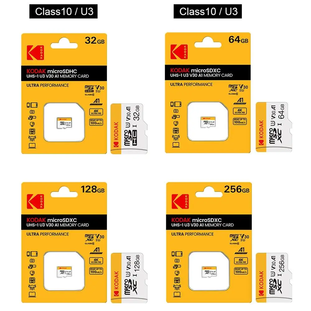 

Original KODAK Memory Card 256GB 128GB 64GB 32GB TF micro sd card Class 10 UHS-1 flash card Memory Microsd for Samrtphone PC
