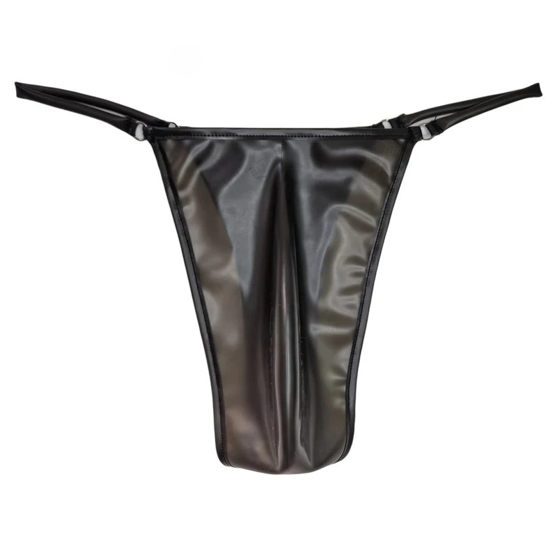 Men's T-back Underwear Latex Thongs G-string See Through G-string Gays Erotic Low Waist Safety Panties Elastic Rubber Underpants