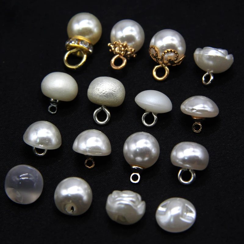 HENGC 10mm Round Rose White Faux Pearl Shirt Buttons For Clothing Wedding Dress Skirts Handmade Sewing Accessories Wholesale