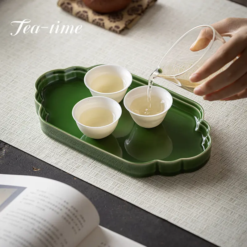 Exquisite Chinese Style Tea Tray Retro Ceramics Pot Bearing Dry Bubble Tray Household Dessert Fruit Plate Kung Fu Teaset Gifts