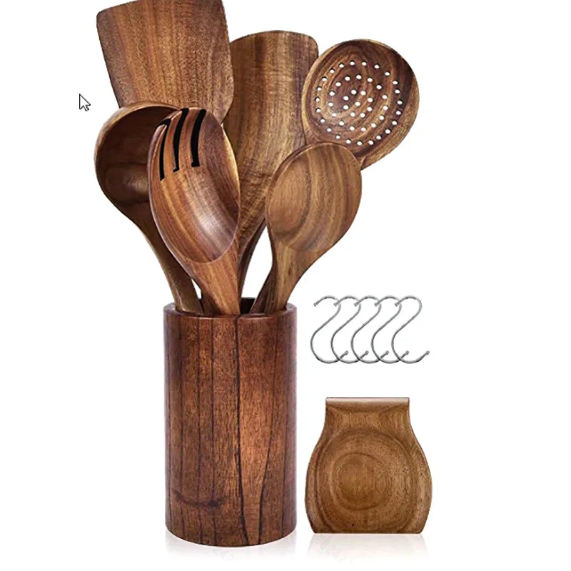5-Piece Acacia Wood Kitchen Utensil Set for Nonstick Cookware 1