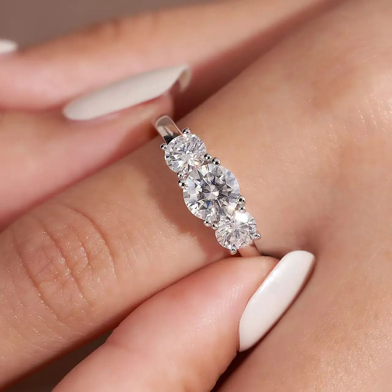 

925 Sterling Silver Fashion Elegant Sparkling Three Zircons Rings for Women Engagement Wedding Luxury High Quality Fine Jewelry