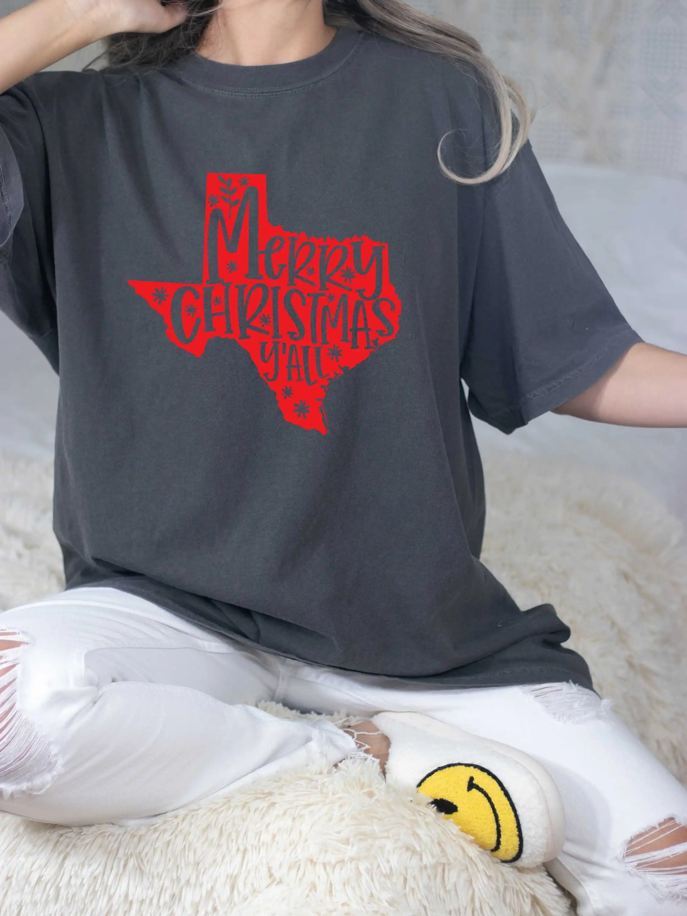 Merry Christmas Y'all T shirt Comfort Colors Texas Map Xmas Holiday Party Winter