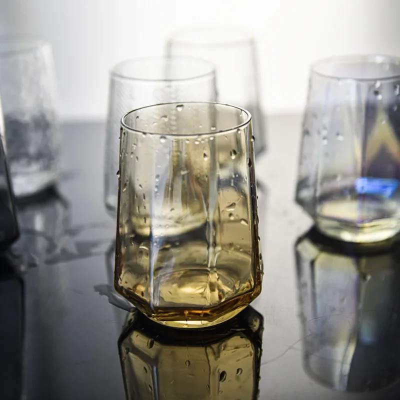Japanese Diamond Glass Cup, Nordic Rainbow Whiskey Glass, Home Drinking Glasses Beverage Beer Cups, Birthday Gift Tea Cup