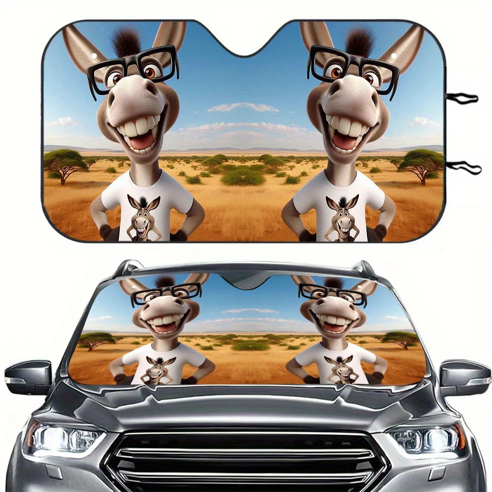 Funny Animals 1pc, Car Windshield Car Sunshade, Windshield Sun Shield, Heat & Glare Reduction, Polyester Fiber, Foldable, For RV