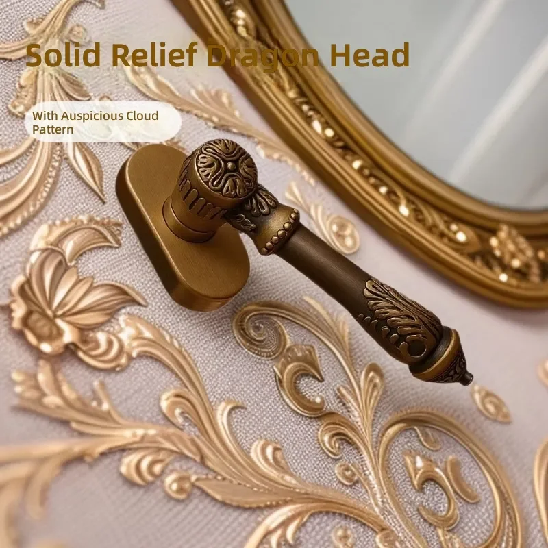 for Retro Brass Solid Relief Faucet Xiangyun Door Handle Window Handle 43mm Rotatable
