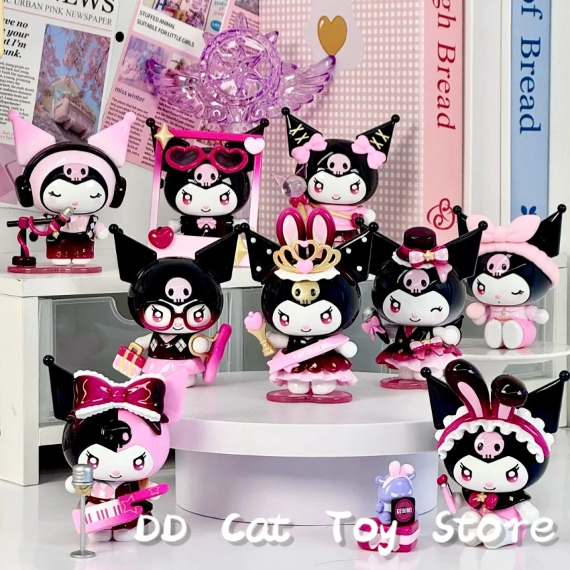 متوفر في المخزون حقيقية Toptoy سانريو كورومي إثارة المعبود سلسلة صندوق أعمى Kawaii Kuromi عمل الشكل مفاجأة صندوق عيد الميلاد هدية عيد الميلاد