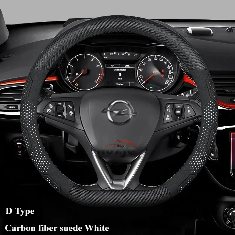 

For Opel Corsa Corsa -e 2008 - 2020 2021 2022 2023 2024 2025 Steering Wheel Cover Carbon fiber Suede leather Car Accessories
