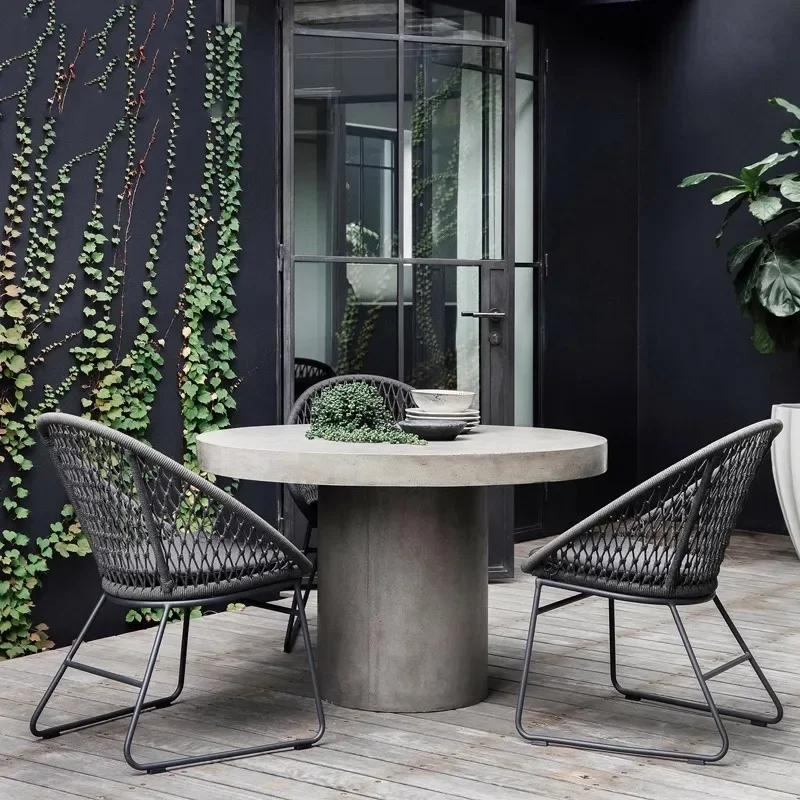 Outdoor tables and chairs, courtyard garden balcony, simple rattan chair coffee table combination furniture