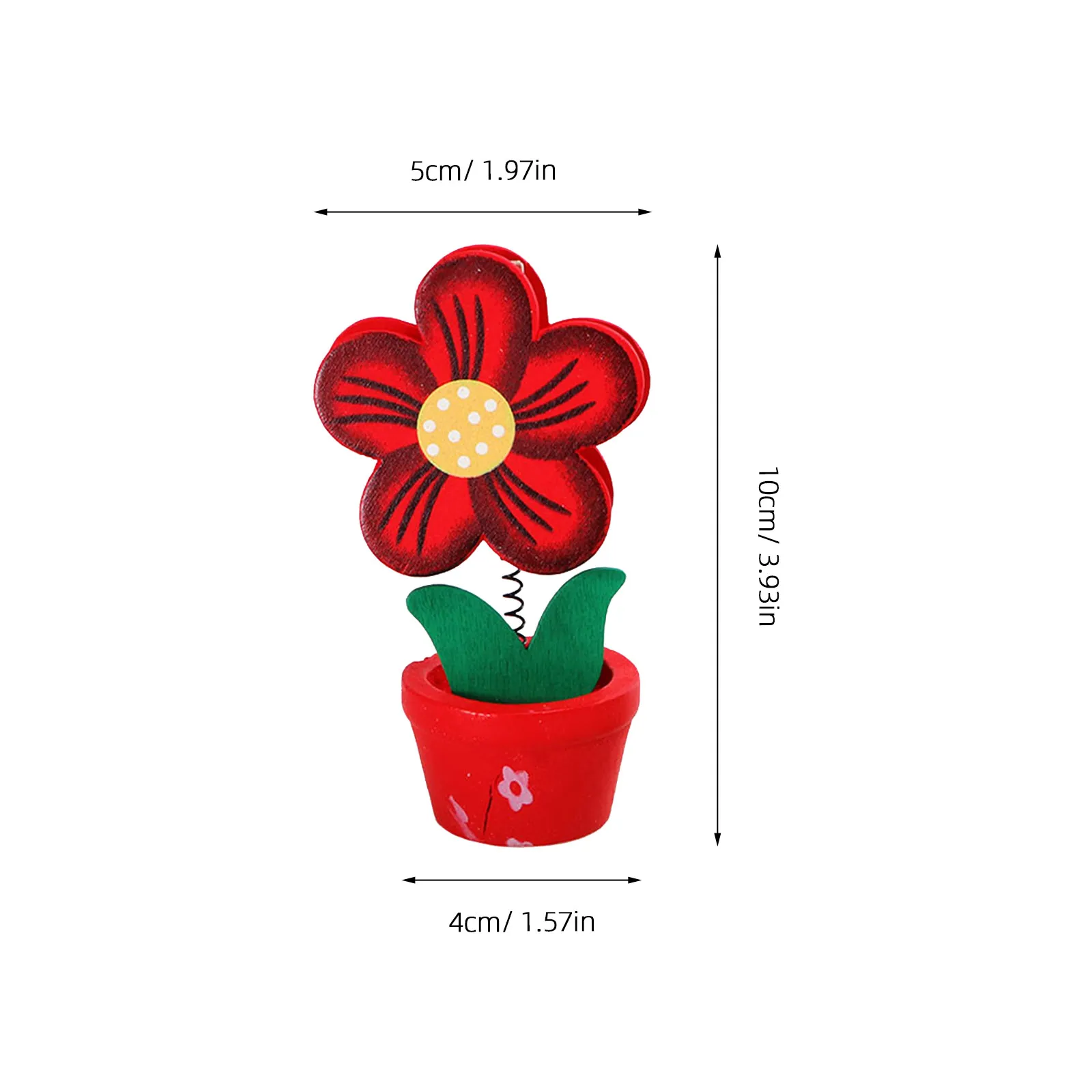 6Pcs Wooden Memo Clip Flower Pot Photo Holder Floral Design Desk Decor for Home Party Store Table Notes Display