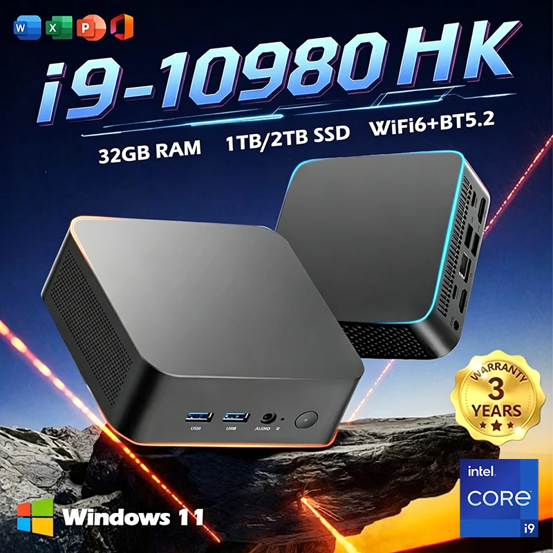 2026년형 인텔 코어 i9-10980HK N150 휴대용 미니 PC, 윈도우 11 프로, 16GB DDR4, 1TB SSD, 게이밍 및 사무용 데스크톱 컴퓨터