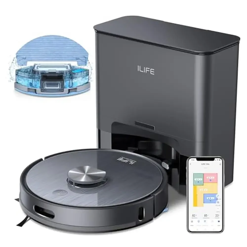 Self-Emptying Robot Vacuum Mop Combo 5000Pa Suction LiDAR Navigation 260mins Runtime Smart App Control Alexa Compatible Silent