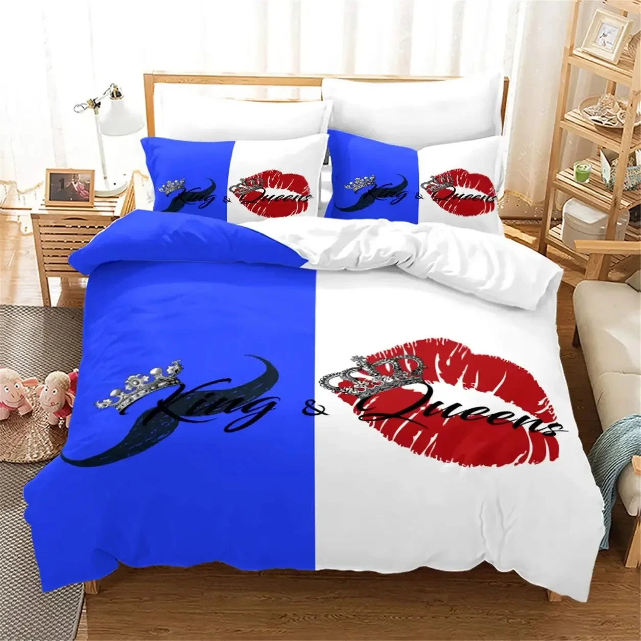 

Black and White Couple Romantic Valentine's Day Comfortable Duvet Quilt Cover Pillowcase Bedding Set Decoration Home Textile