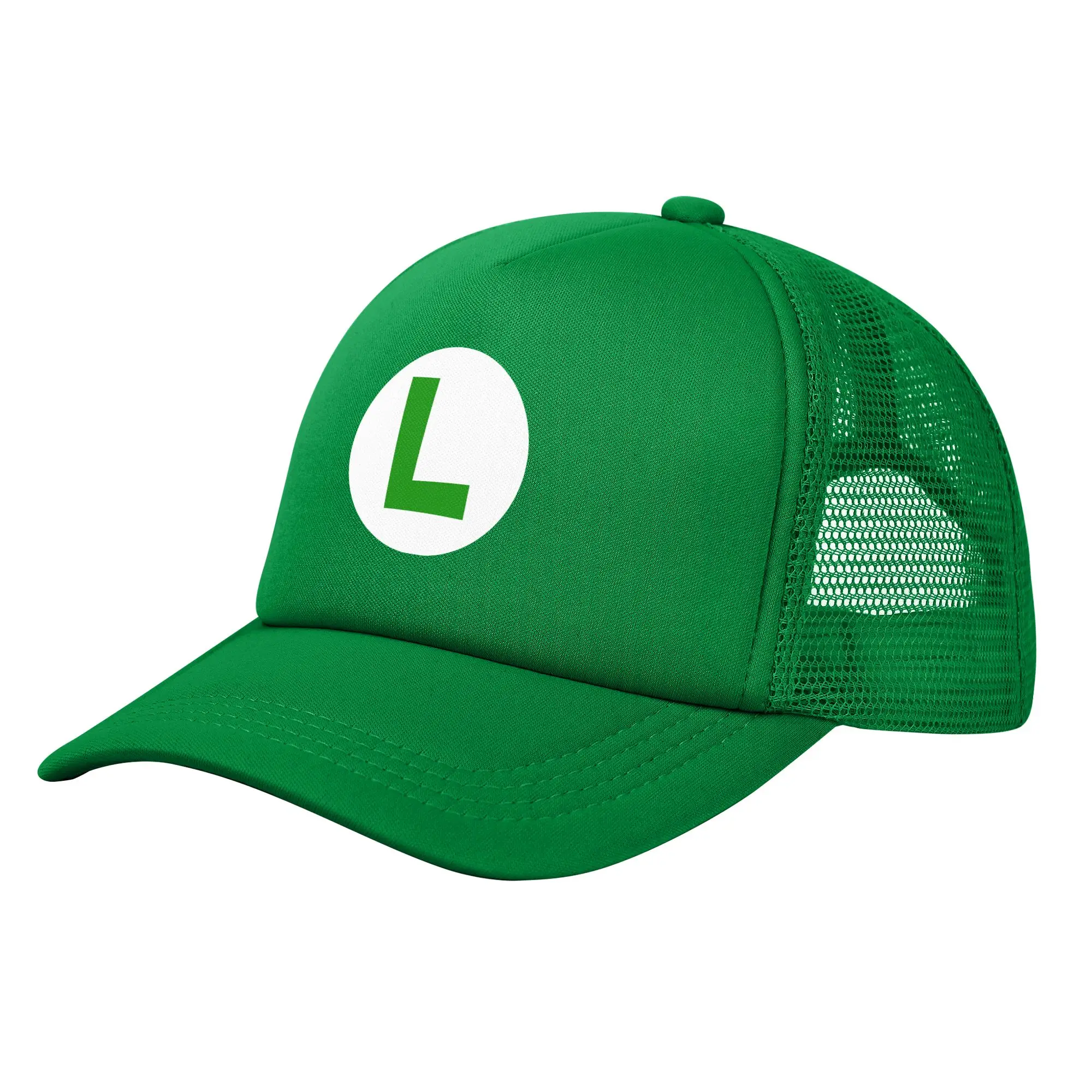 Gorra Trucker de Espuma Unisex Transpirable con Malla Refrigerante, Diseño Mario y Luigi, Ajustable, para Golf y Protección Solar, Verde L Rojo M