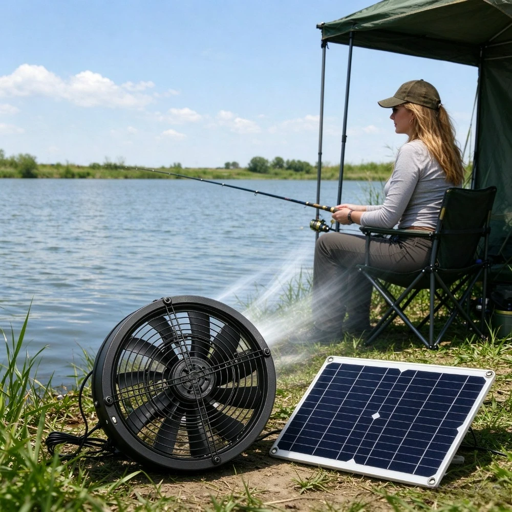 25W Solar Panel Powered Ventilation Fan Kit Heat Dissipation for Storage Shed Chicken Coop Dog Kennel Outdoor Warehouse