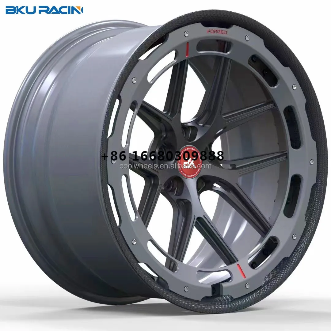 Bku racing 5x120 5x112 wheels 19 20 21inch 2 piece forged alloy carbon fiber Wheels rims for Mercedes benz C63s