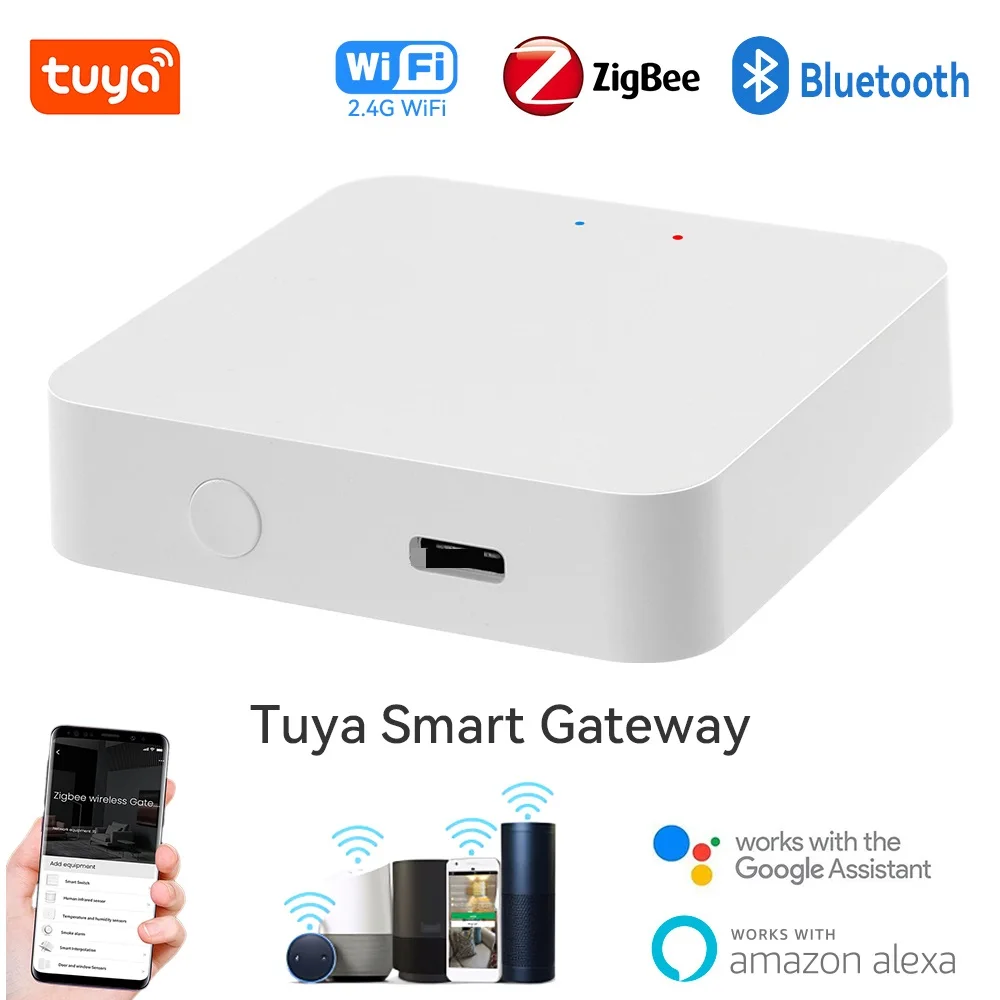 

Tuya Multi-mode WiFi Bluetooth Zigbee Gateway Sensor Multifunctional Gateway Hub Smart Home Control Work With Alexa And Google