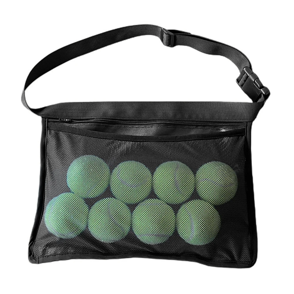 

Mesh Storage Bag Adjustable Belt Waist Hip Ball Bag with Zipper Pocket Waist Pack for Pickleball Accessory for Women/Men/Teens