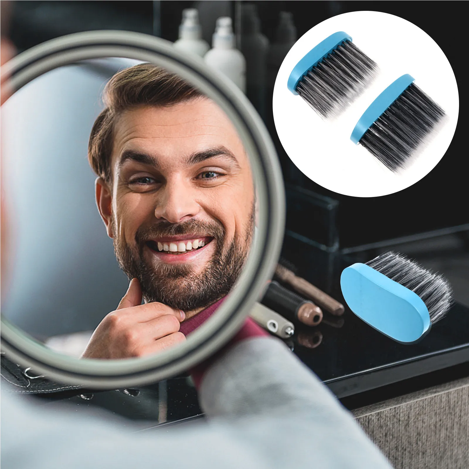 2pcs Long Hair Cutting Brush Premium Bushy Neck Duster Salon Grade Barber Tool For Home Professional Use Hairdressing Set
