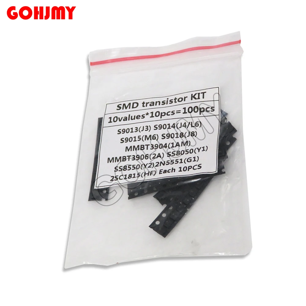 10Kinds X10PCS=100PCS SOT-23 SMD transistor KIT 2N5551 2SC1815  S9013 S9014 S9015 S9018 MMBT3904 MMBT3906 SS8050 SS8550 KIT