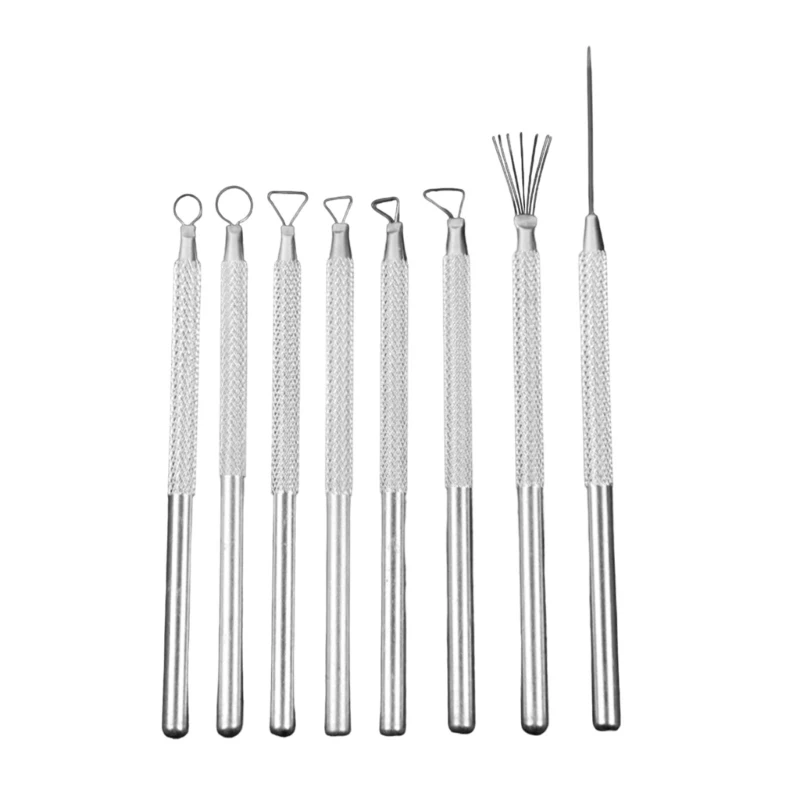 8Pcs 세라믹 도자기 점토 와이어 조각 도구 와이어 팁과 바늘 세부 팁 Dropship