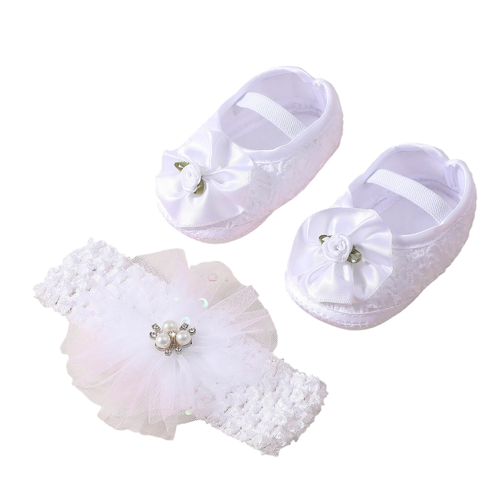0-12months Baby Girl Casual Shoes Soft Sole Non-Slip Infant girls Crib Princess Shoes casual First Walker Shoes with  Headband