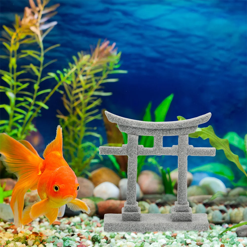 

2pcs Japanese Gate Stone Ornament Fish Tank Decor Simulation Rock Aquarium Landscape Decoration Zen Style Sculpture