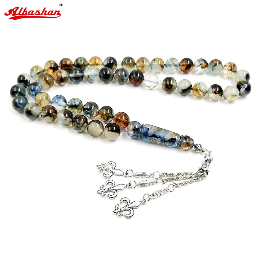 Bakelait Tasbih Luminous Blue Resin 12mm 45beads misbaha bracelet turkish fashion accessories on hand eid gift Ramadan