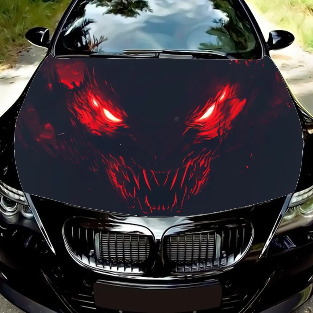 

Blood-red demon face graphics car vinyl wraps, car hood graphic stickers, vinyl adds a mysterious aura
