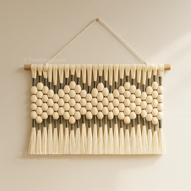 Tapeçaria de parede macrame estilo marrocos artesanal boho arte de parede com borlas para quarto sala de estar itens de casa