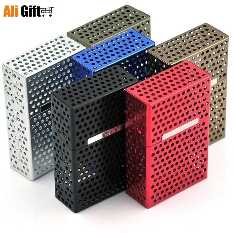 Light weight Hollow Aluminum Flip Magnet Cigarette Packs Cigar Tobacco Holder Storage Case Pocket Box