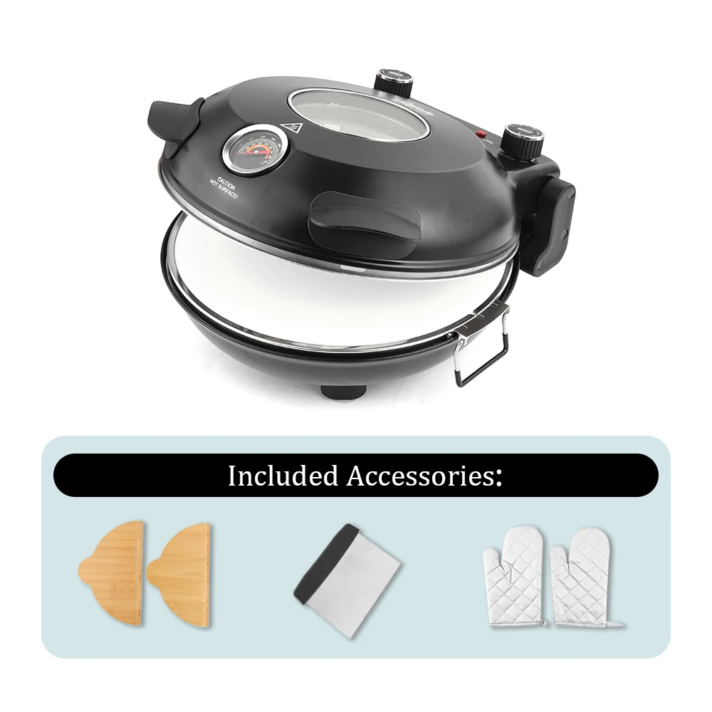 

YIBAKE 12" Electric Pizza Oven Pizza Maker Multifunctional Household Heats up to 800°F Portable Indoor Pizza Oven for Homemade