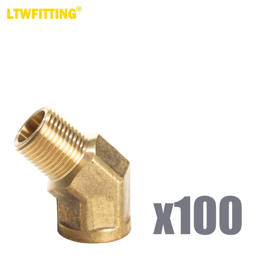 

LTWFITTING Brass Pipe 45 Deg 1/2" NPT Street Elbow Forged Fitting Fuel Air Boat(Pack of 100)