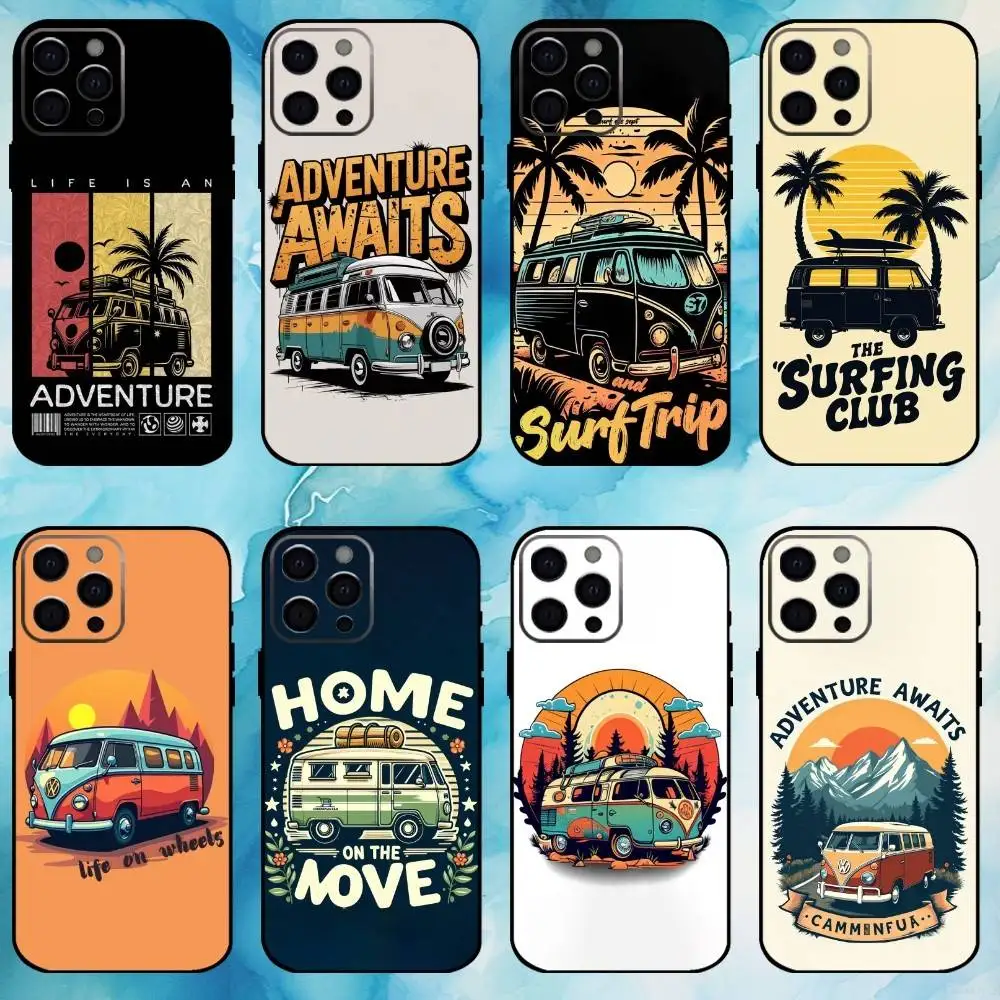 

Adventure Awaits Phone Case For iPhone17,16,15,14,13,12,11 Plus,Pro Max Soft Black Cover