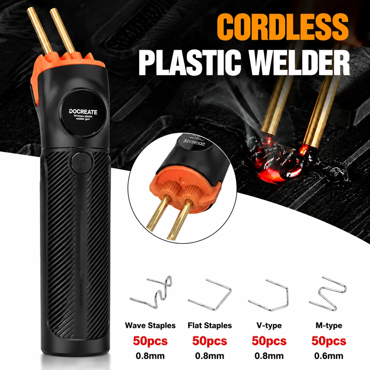 Cordless Plastic Welder, Home Plastic Welding Gun, Type-C Charging, High Temperature Protection, for Car/Plastic Product Repairs