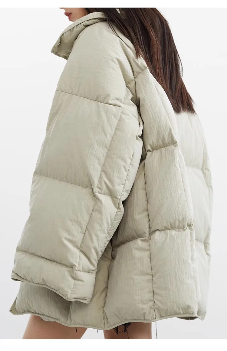 White Duck down Puffy Jacket~~New Winter down Jacket Versatile Thick Coat for Women~Detachable Collar
