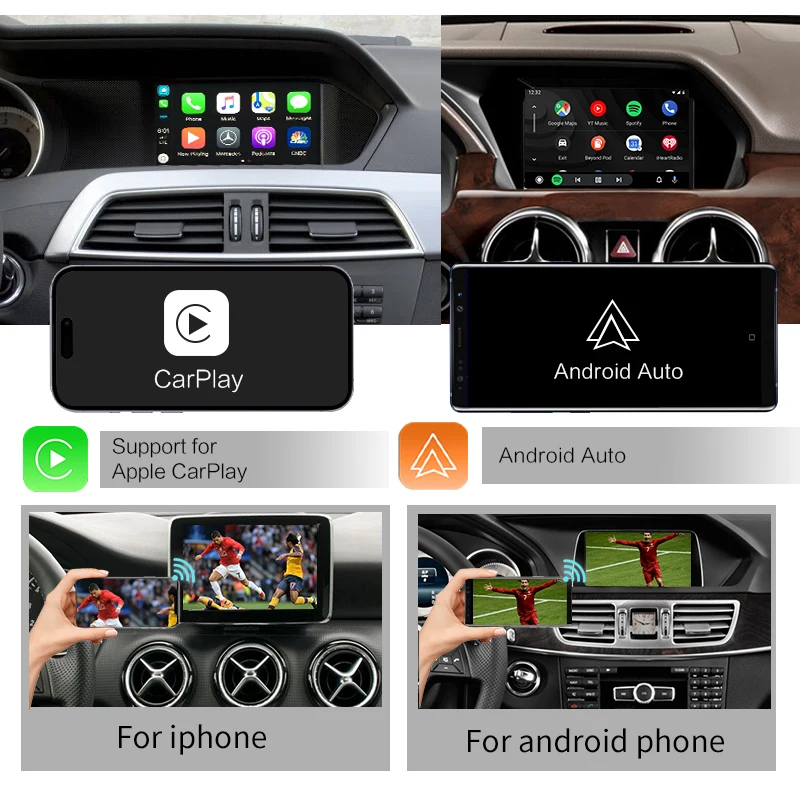 Wireless CarPlay for Mercedes Benz A Class W176 B W246 CLA GLA C-CLass W204 E-Class W212 C207 CLS W218 ML GL GLK SLK R72 G W463