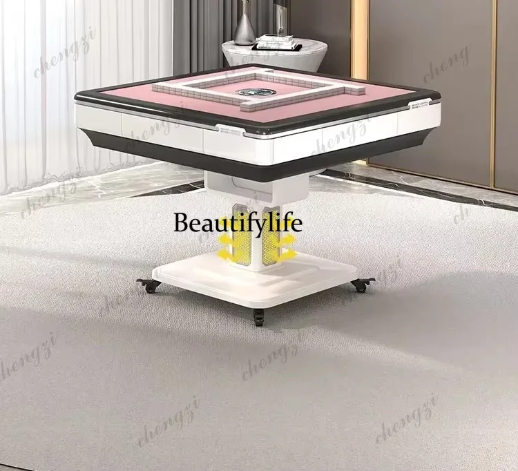 Pink Mahjong Machine Automatic Household Folding Heating Dining Table