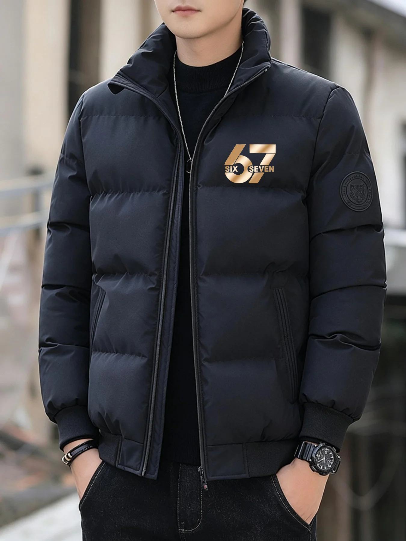 Men Winter Short Stand‑Collar Cotton‑Padded Coat, Thick Warm Windproof Casual Outdoor Padded Jacket