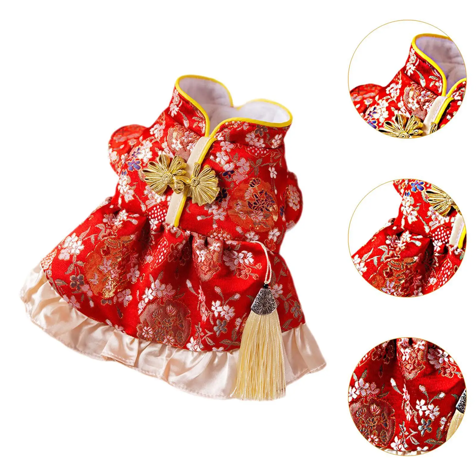 새해 고양이 드레스 애완동물 탕복 애완동물 의상 따뜻하고 착용하기 쉬운 새해 애완동물 의상 코스프레 애완동물 선물 테마 파티용