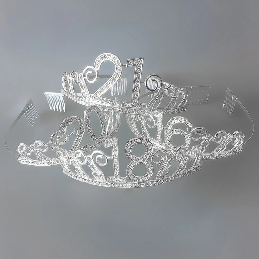 

Birthday Crown Party Etiquette Belt Crystal Hair Comb Sash for Decorative Make up
