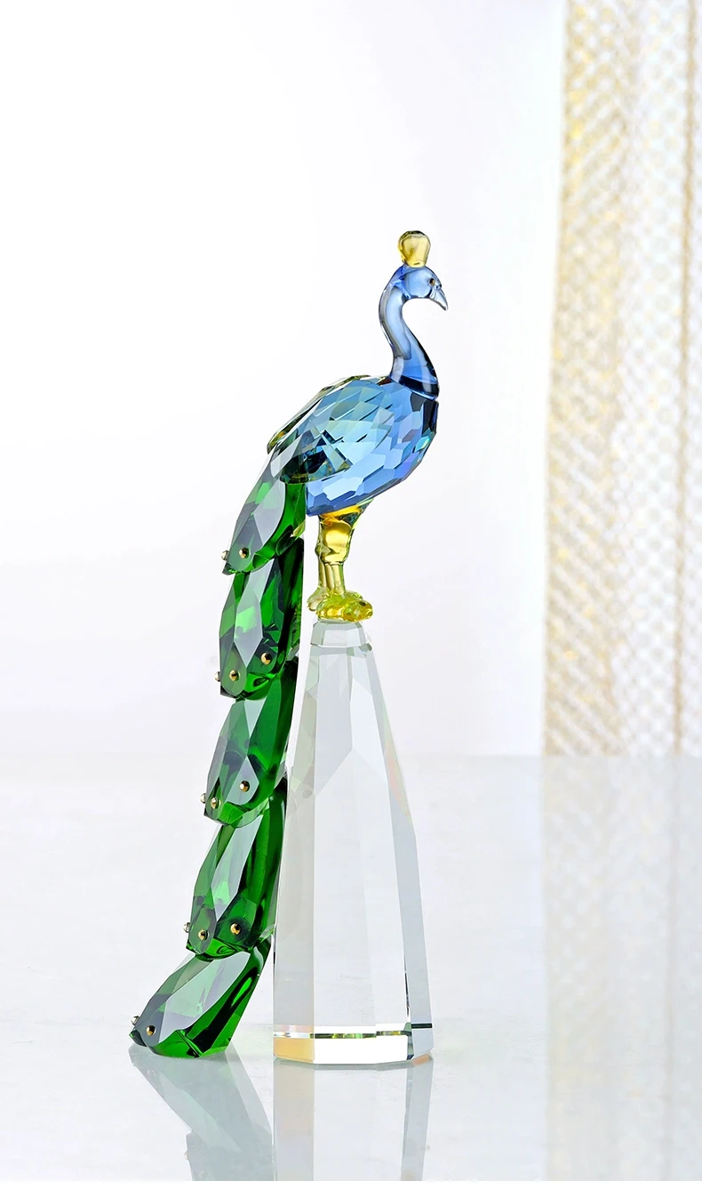Pfauen-Skulptur-Ornament, Kristall-Bastelstatuen, luxuriöses Kunstwerk, Desktop-Dekoration für das Wohnzimmer, nordische Raumdekoration, kreative Geschenke – Detail 4