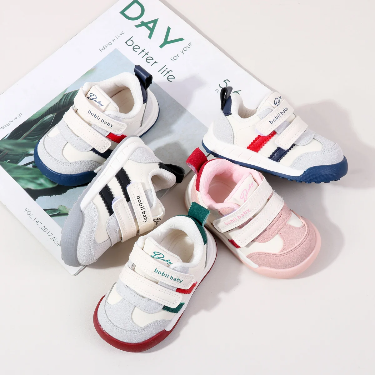 

Spring And Autumn Baby First Walking Sneakers With Hook & Loop Closure For 0-3Y Baby Unisex Toddler Shoes With PU Leather BO601