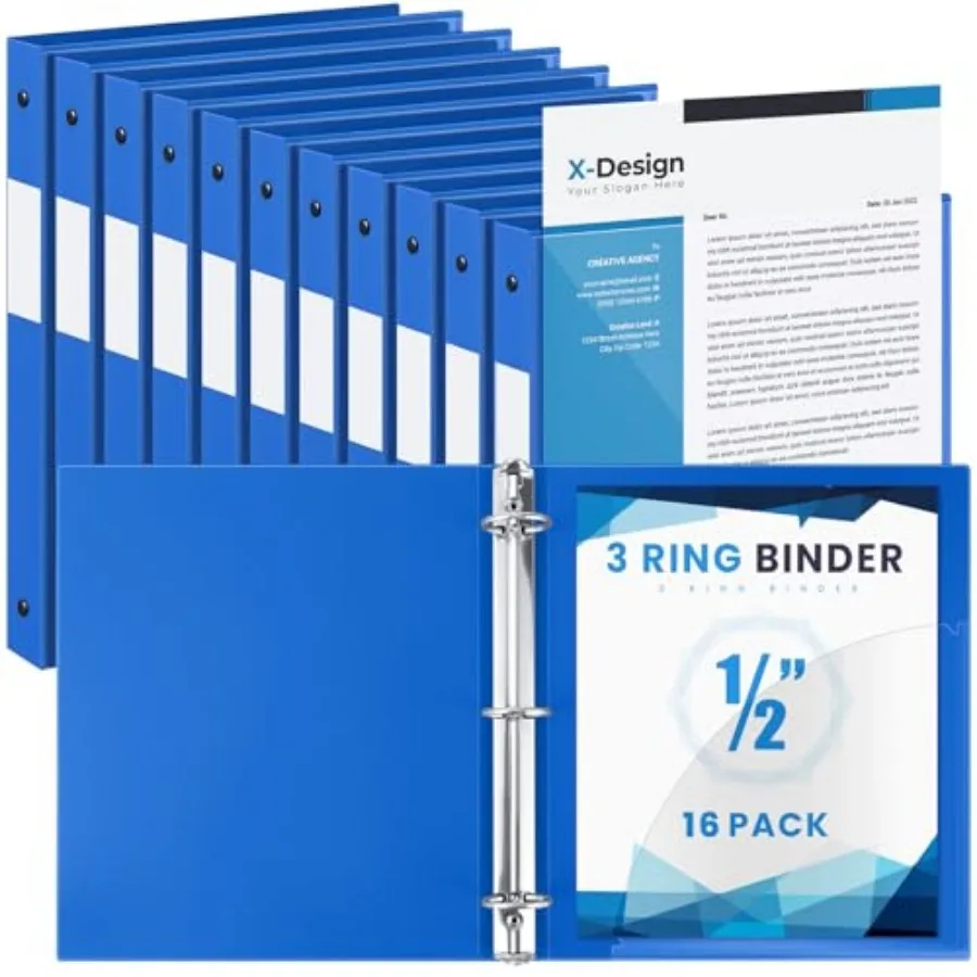 

Pack/2 3 Ring Binder with Clear Cover Fit Letter Size 8.5" x"Paper Holds 40 Sheets, Bulk Bders for Organizg School, Office and